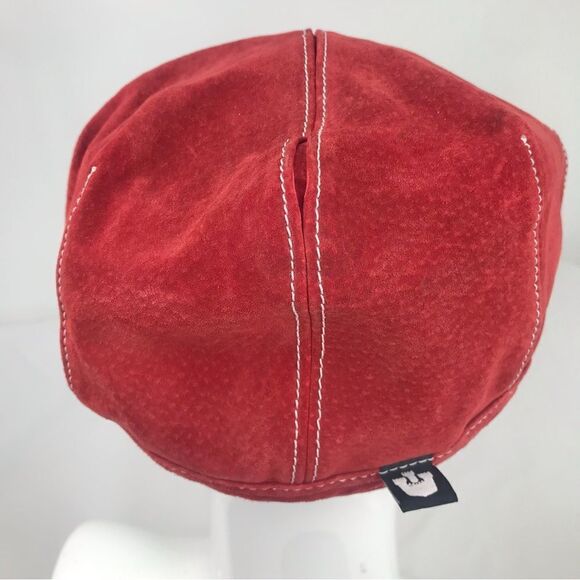 Goorin Red Leather Suede Newsboy Peaky Blinders Cabbie Cap - Picture 5 of 13